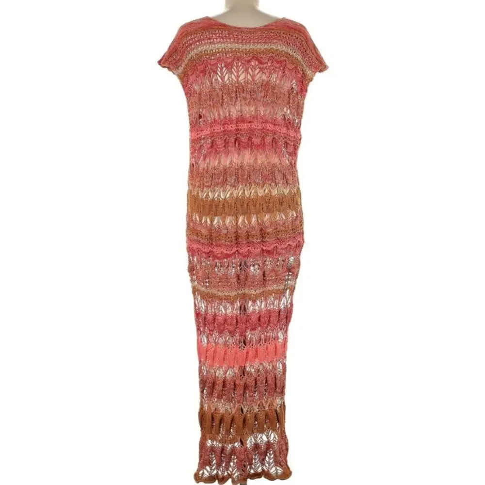 Free People Into The Flames Space Dye Knit Crochet Medium Large Dress - Picture 3 of 6